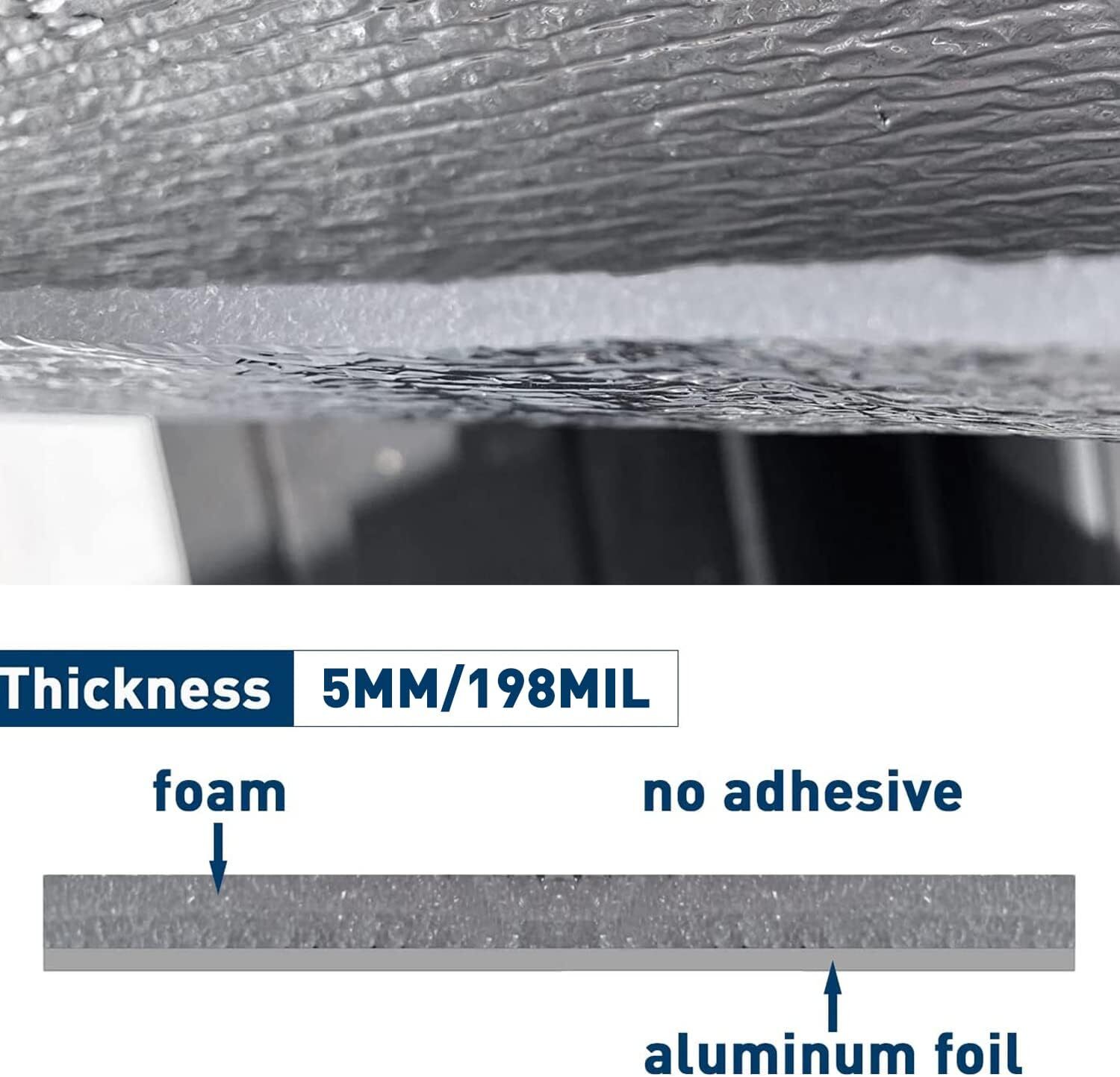 80″x40″ Walls Ceilings Reflective Insulation Foam Heat&Noise Proof Deadener Mat