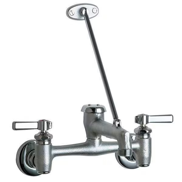 Service Sink Faucet, Wall Mount, 12 gpm Flow Rate, 5-3/4 in Spout L, Metal,