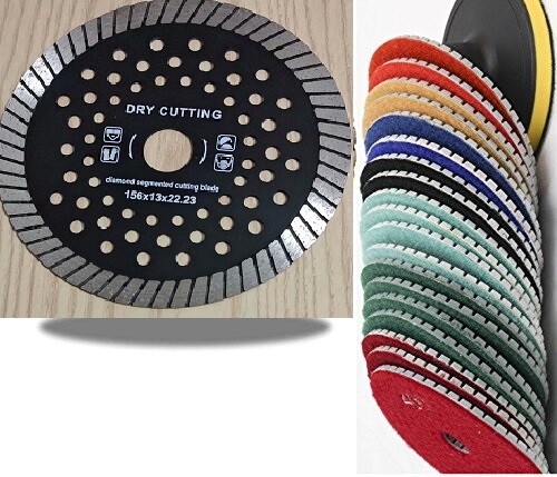 5″ Premium Dry/Wet Cutting Turbo Rim Diamond Saw Blade 16 Pad Granite/Concrete