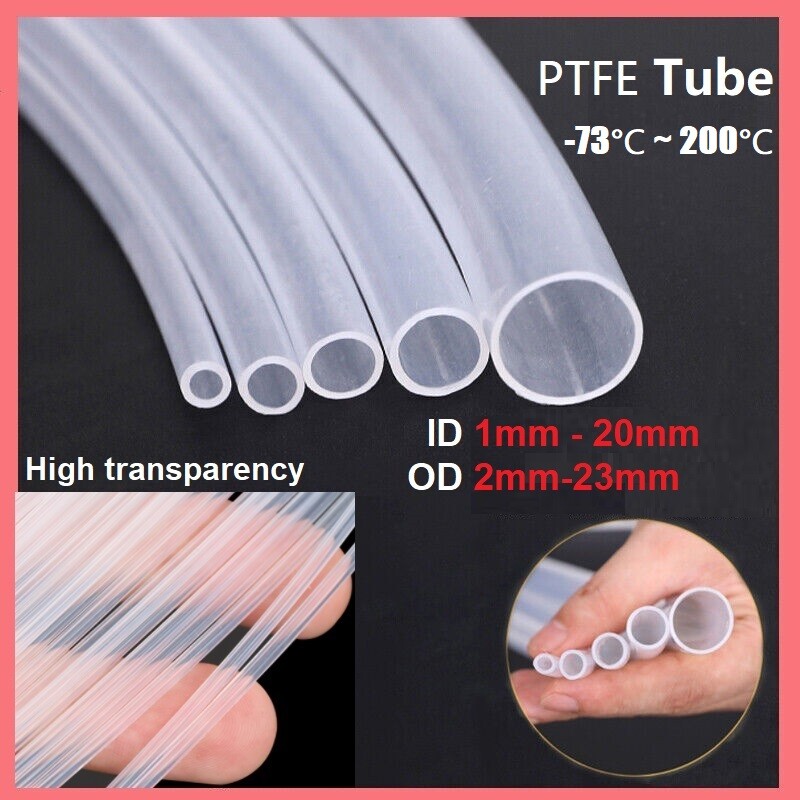 PTFE Tube Tubing Pipe ID 1mm – 20mm OD 2mm-23mm High Temp High transparency