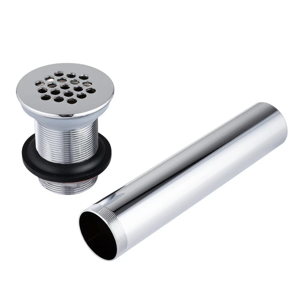 Grid Drain Strainer Assembly Without Overflow for Bathroom Chrome Plated