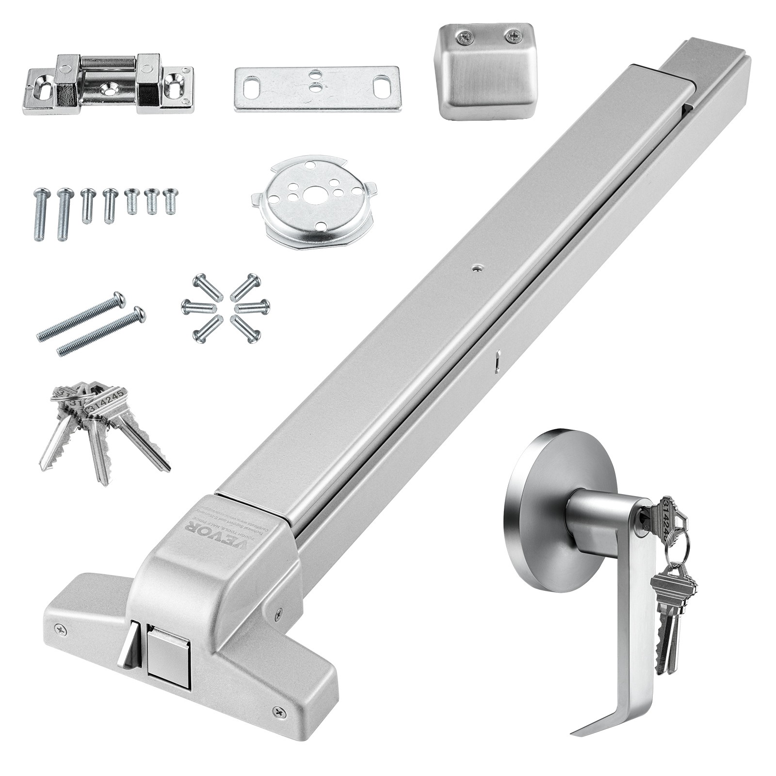 VEVOR Push Bar Door Locks Carbon Steel Panic Bars for Exit Doors Exterior Lever