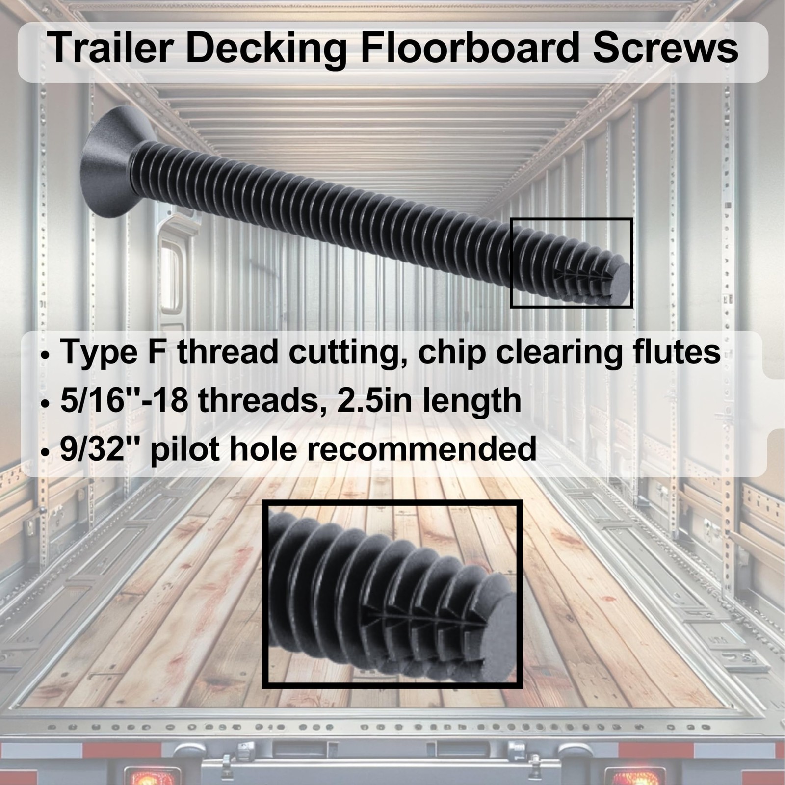 Hales Yeah Trailer Deck Screws 5/16-18 x 2-1/2 in, 100-Pack — Flathead T40