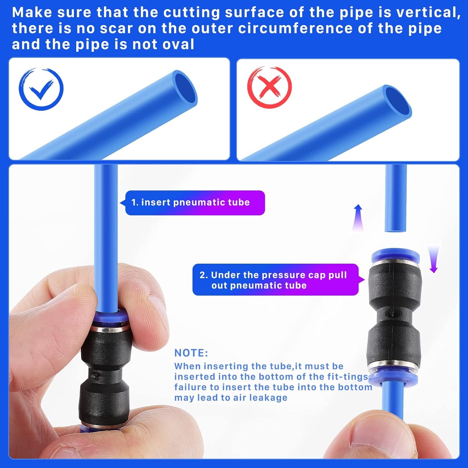 280/100PCS Quick Release Pneumatic Connectors Plastic Straight Tube Connectors
