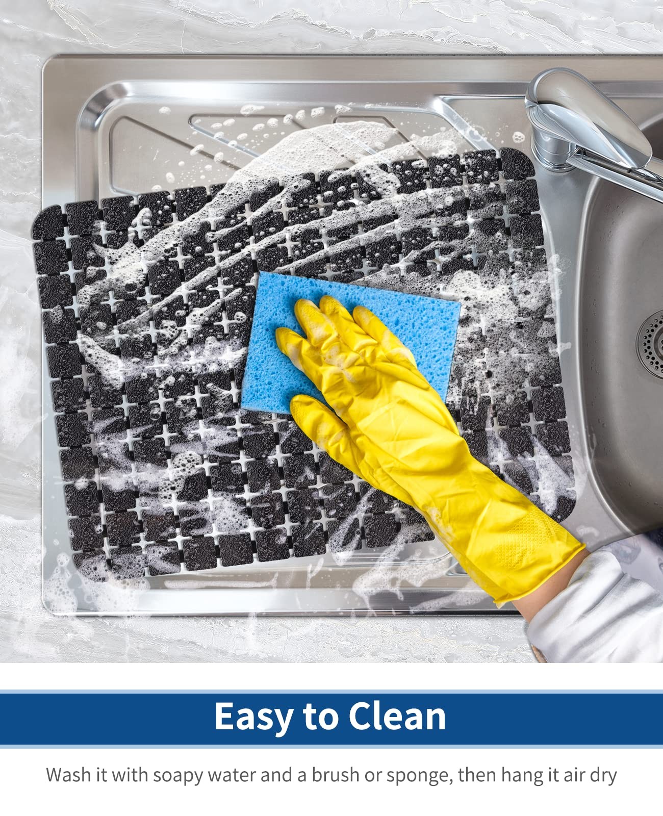 Bigli Sink Mat Protectors for Stainless 15.7 x 11.8 inches, Black