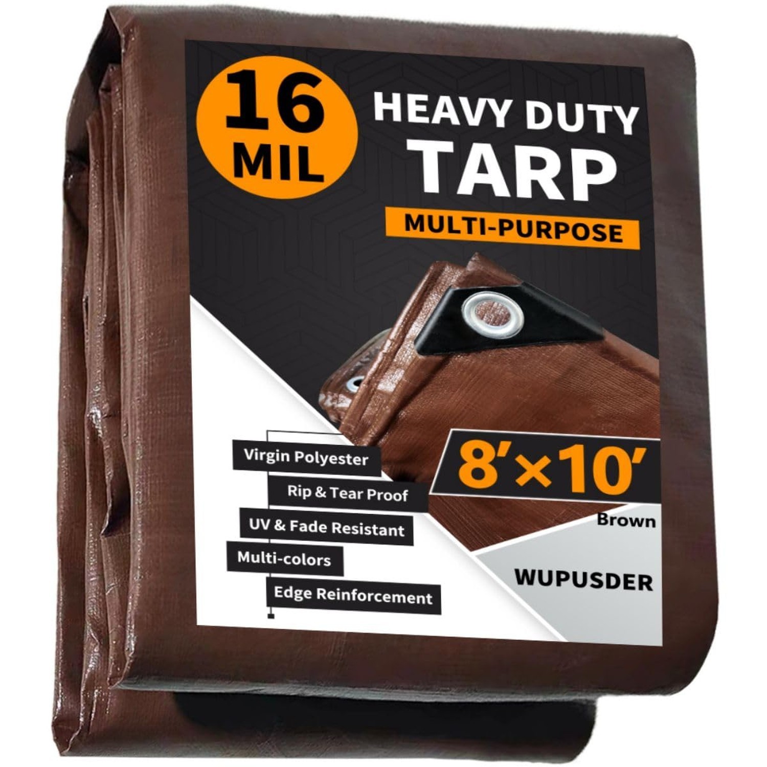Tarps Heavy Duty Waterproof 8x10ft, 16Mil Poly Tarps with Grommets, UV Resist…