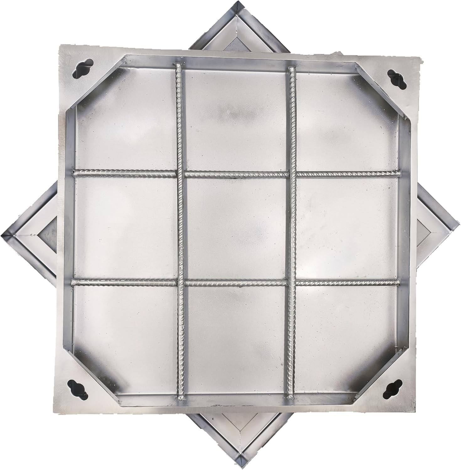 24X24 Stainless Steel Manhole Cover and Frame, Square Septic Tank Lid with Base,