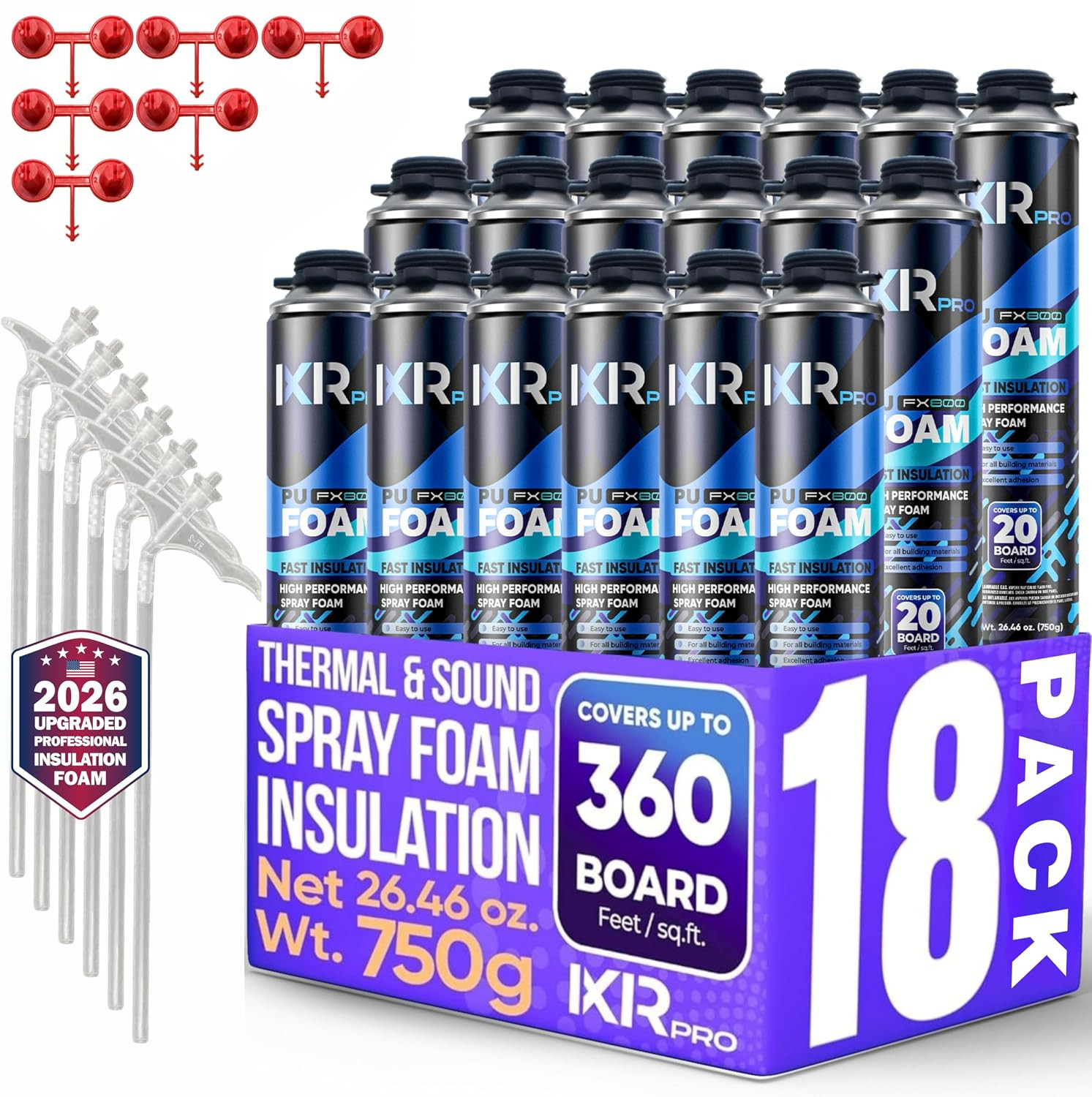 Spray Foam Insulation Can (18 X 26.46 Oz. / 750 G) Expanding Foam Sealant, Close