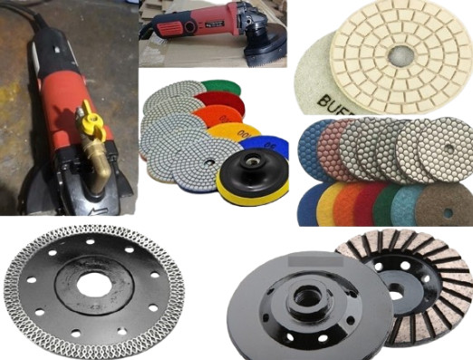 Wet Polisher Kit 5″ Diamond Pads Cup Wheel Saw Blade Granite Marble Concrete