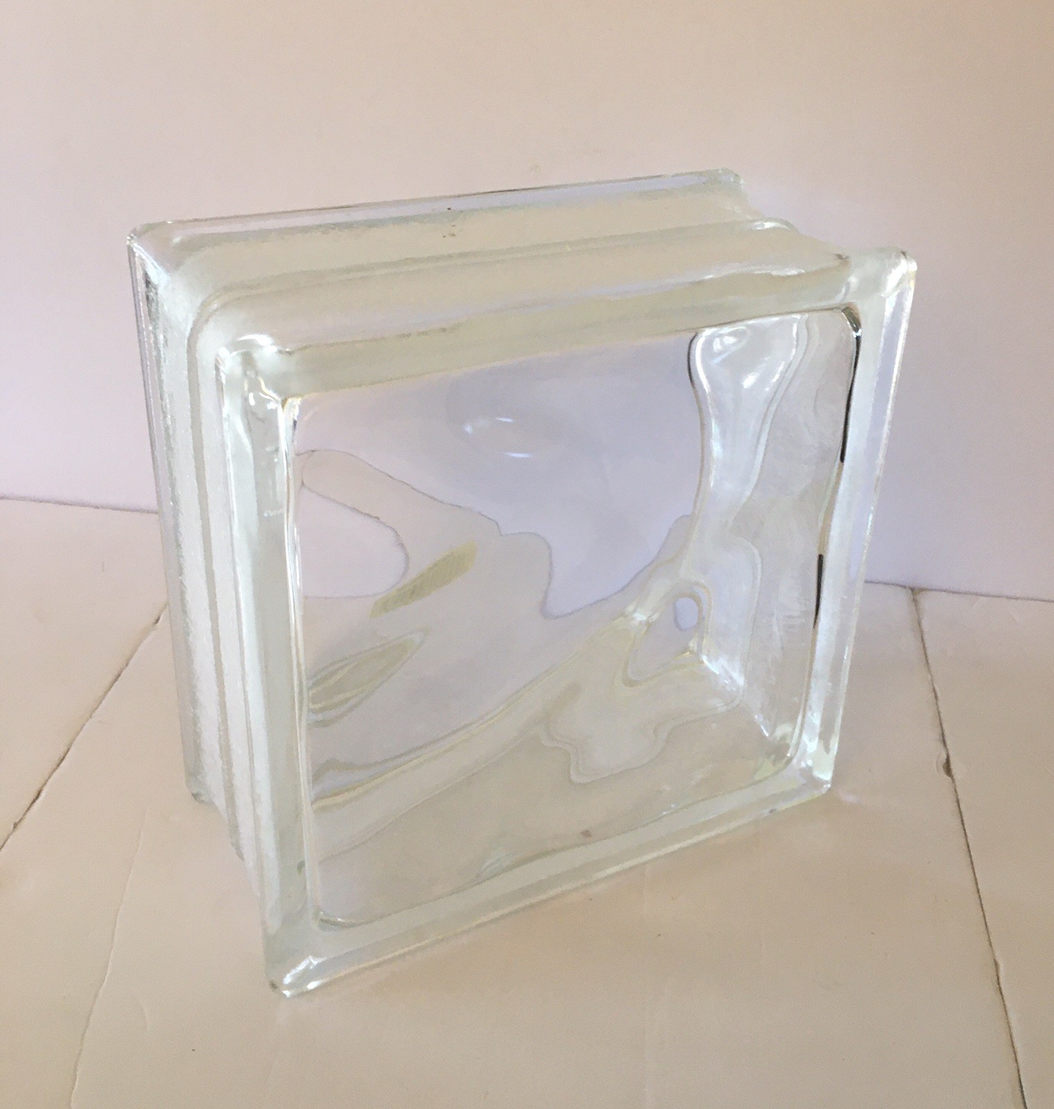 Pittsburgh Corning Decora Glass Block 8X8X4″ RETIRED New Wavy Brick NOS USA