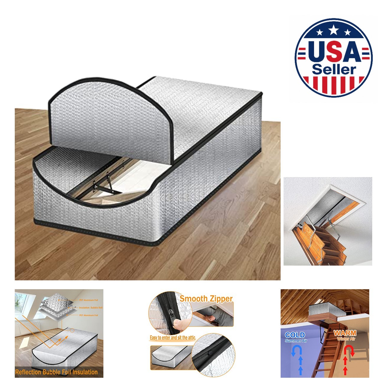 Attic Stairs Insulation Cover Tent 25x54x11 Double Bubble Radiant Barrier
