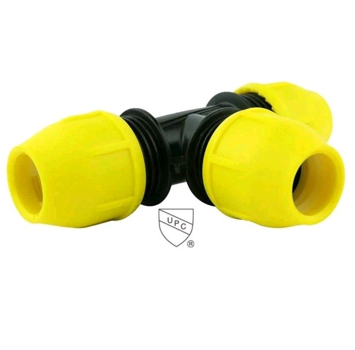 Home-Flex Underground Tee 1″, IPS Poly SDR 11 Yellow Natural Gas Propane.