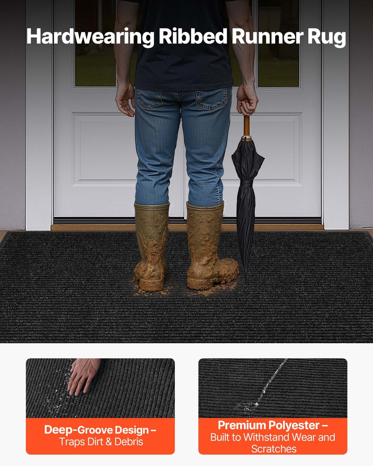 Front Door Mat, 6 x 4 ft Commercial Floor Mat for Indoor and Outdoor, Stylish St