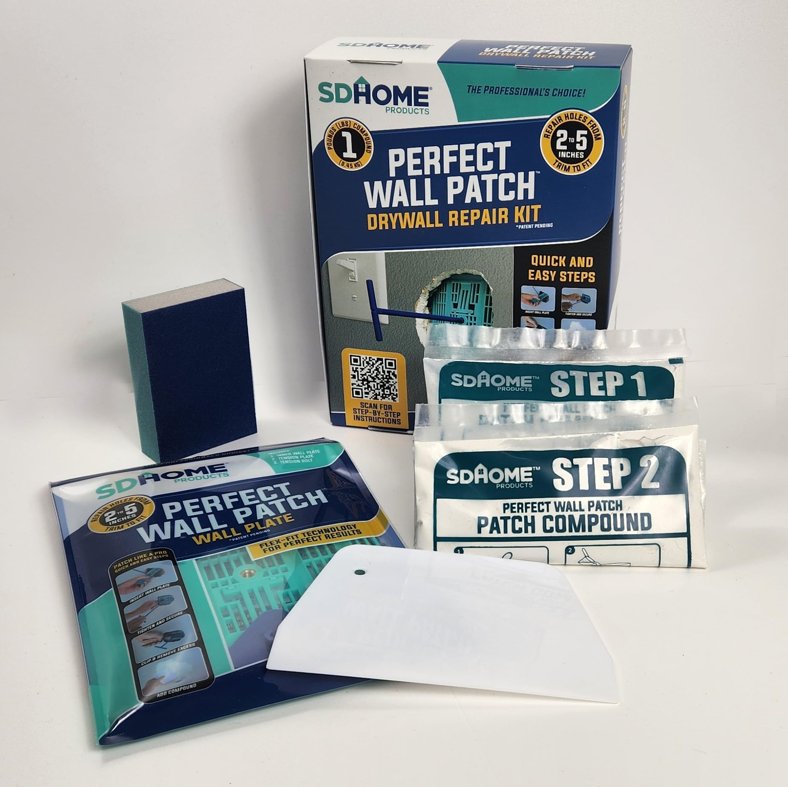 SDHome Perfect Wall Patch Drywall Repair Kit with Compound Back Plate and Put…