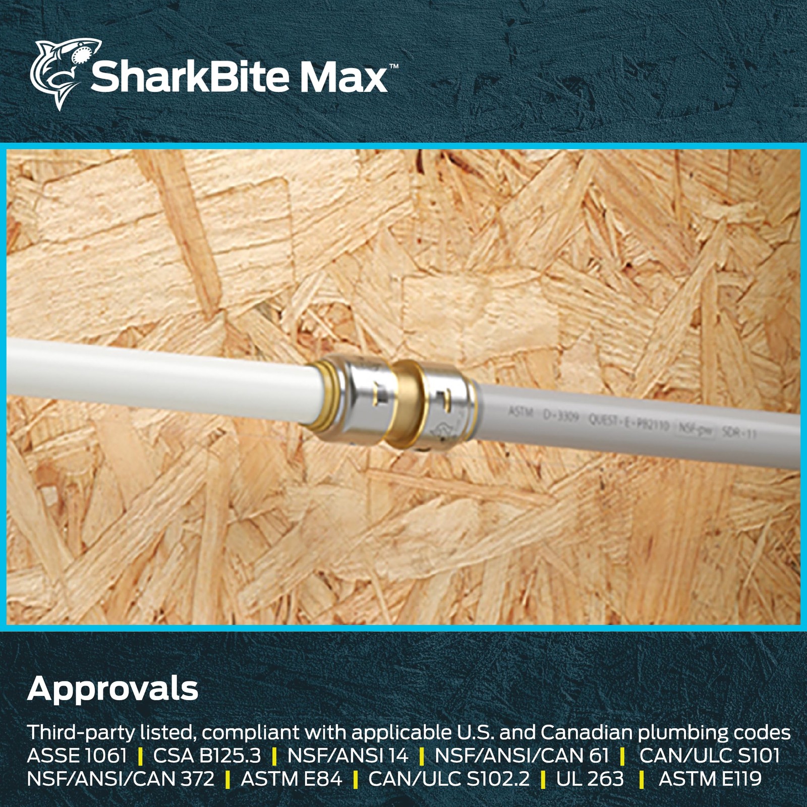 SharkBite Max 1/2 Inch Polybutylene Transition in., Pack of 6, Brass