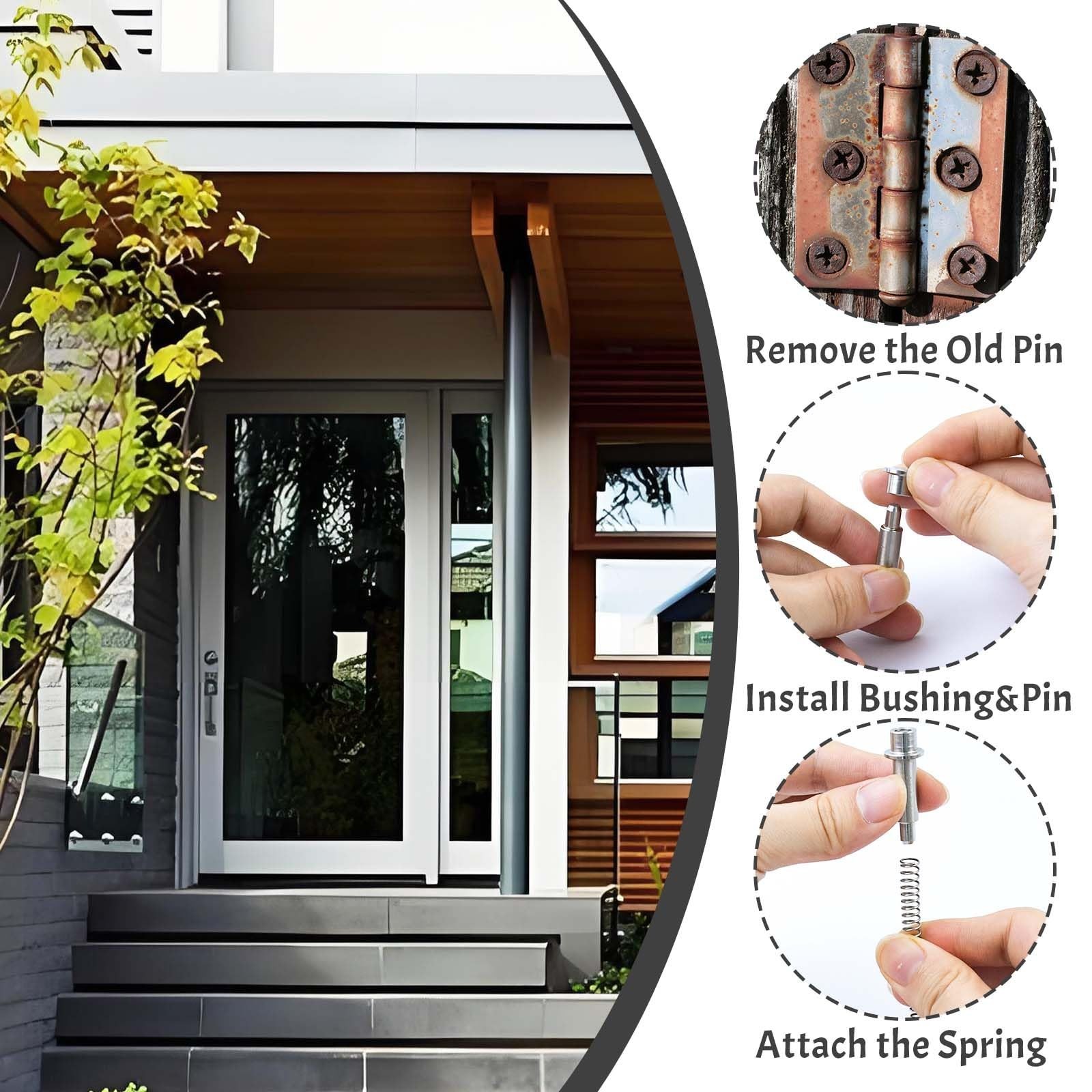 4 Pack Storm Door Hinge Pin Kit, Including 8PCS Aluminum Hinge Pins, 8PCS Bus…