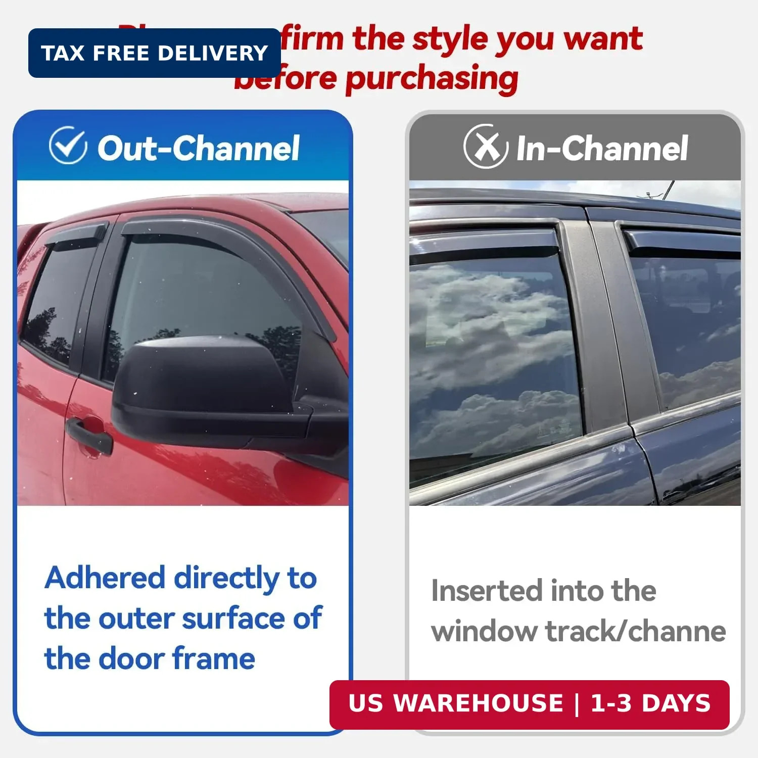 Window Visors Rain Guards Shield for 2013-2018 Nissan Altima, Out-Channel Window