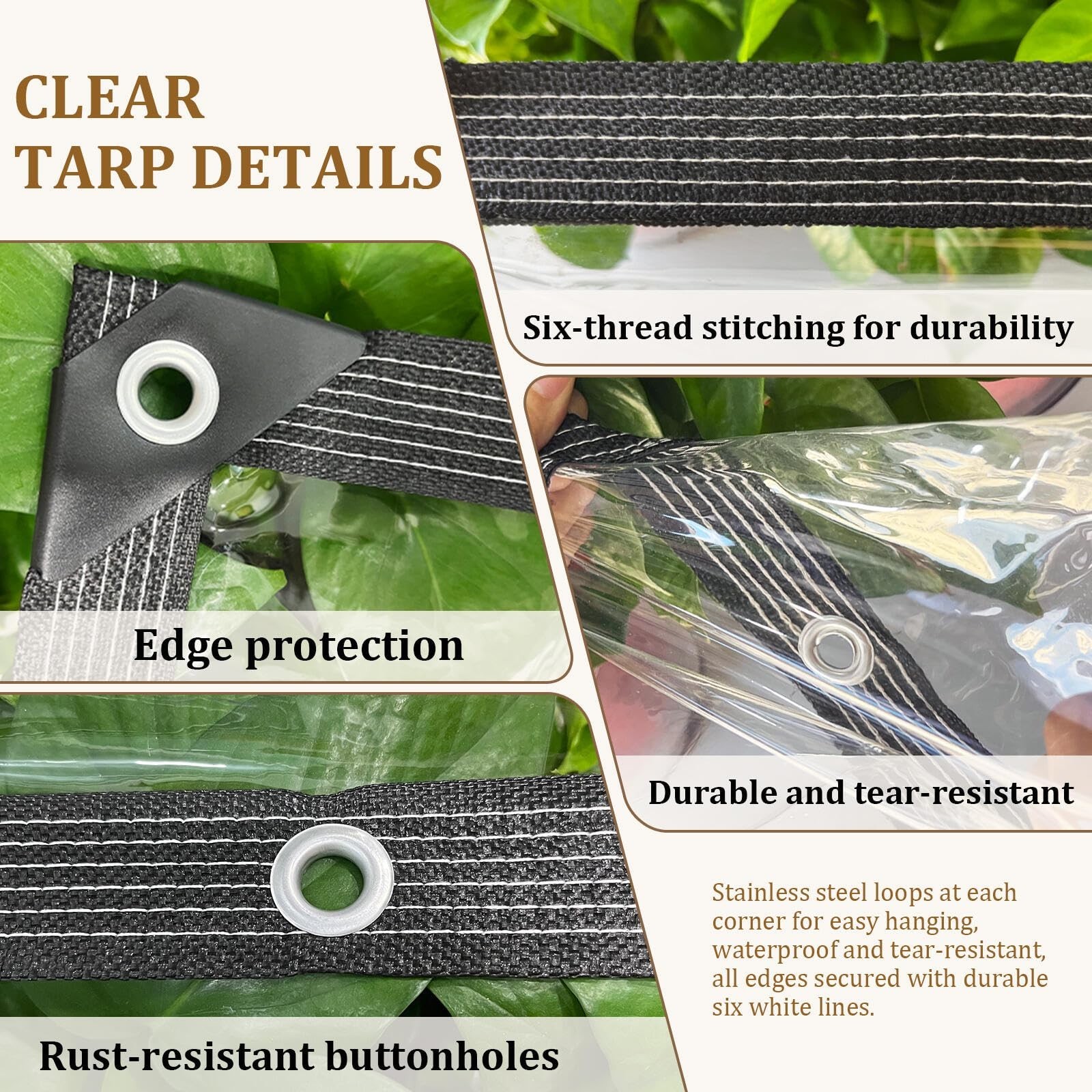 Clear Tarp 6x10ft with Grommets 14Mil Clear Tarps Heavy Duty Waterproof Dustp…