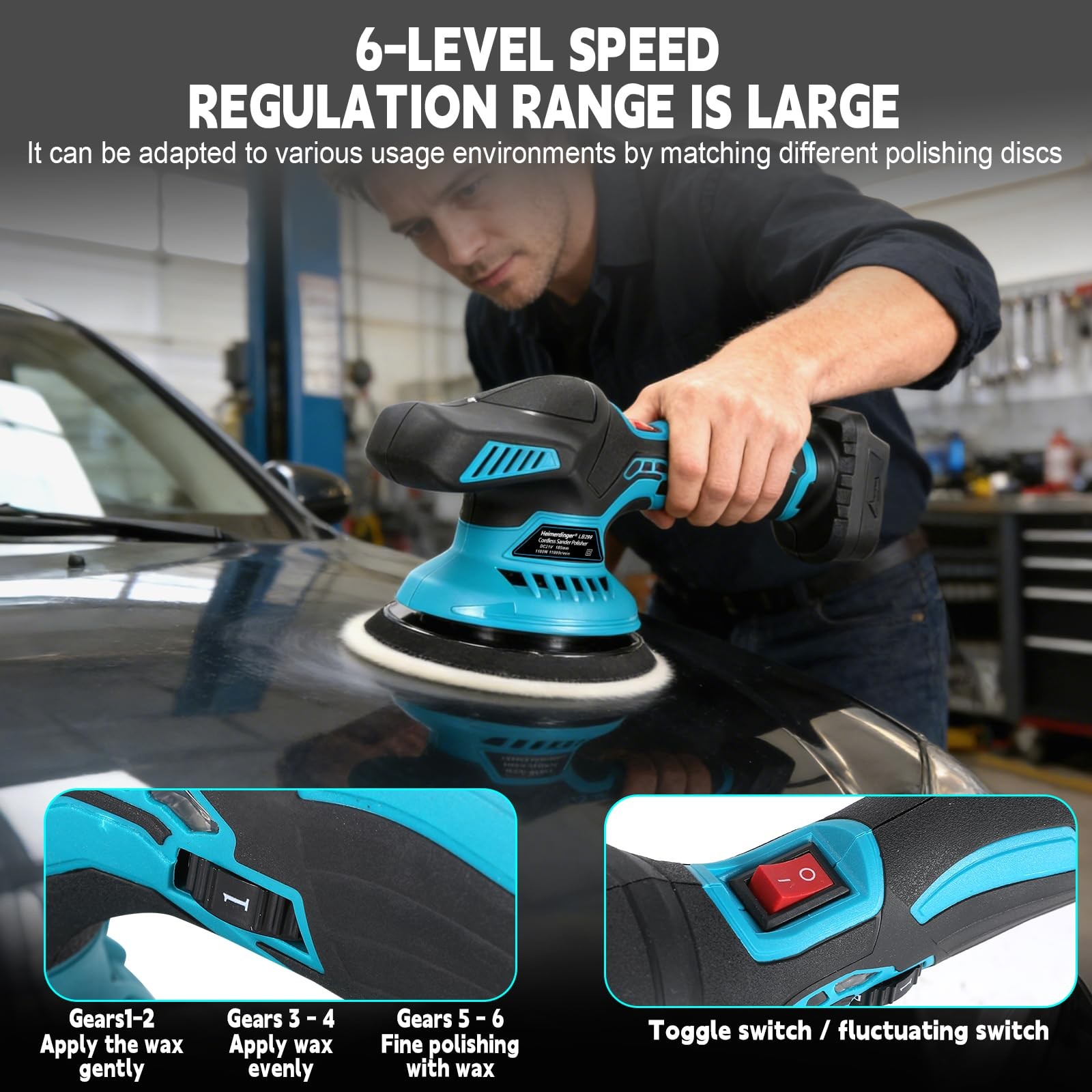 Cordless Car Polisher Kit Compatible with Makita 18V Battery 6 Inch Orbital B…