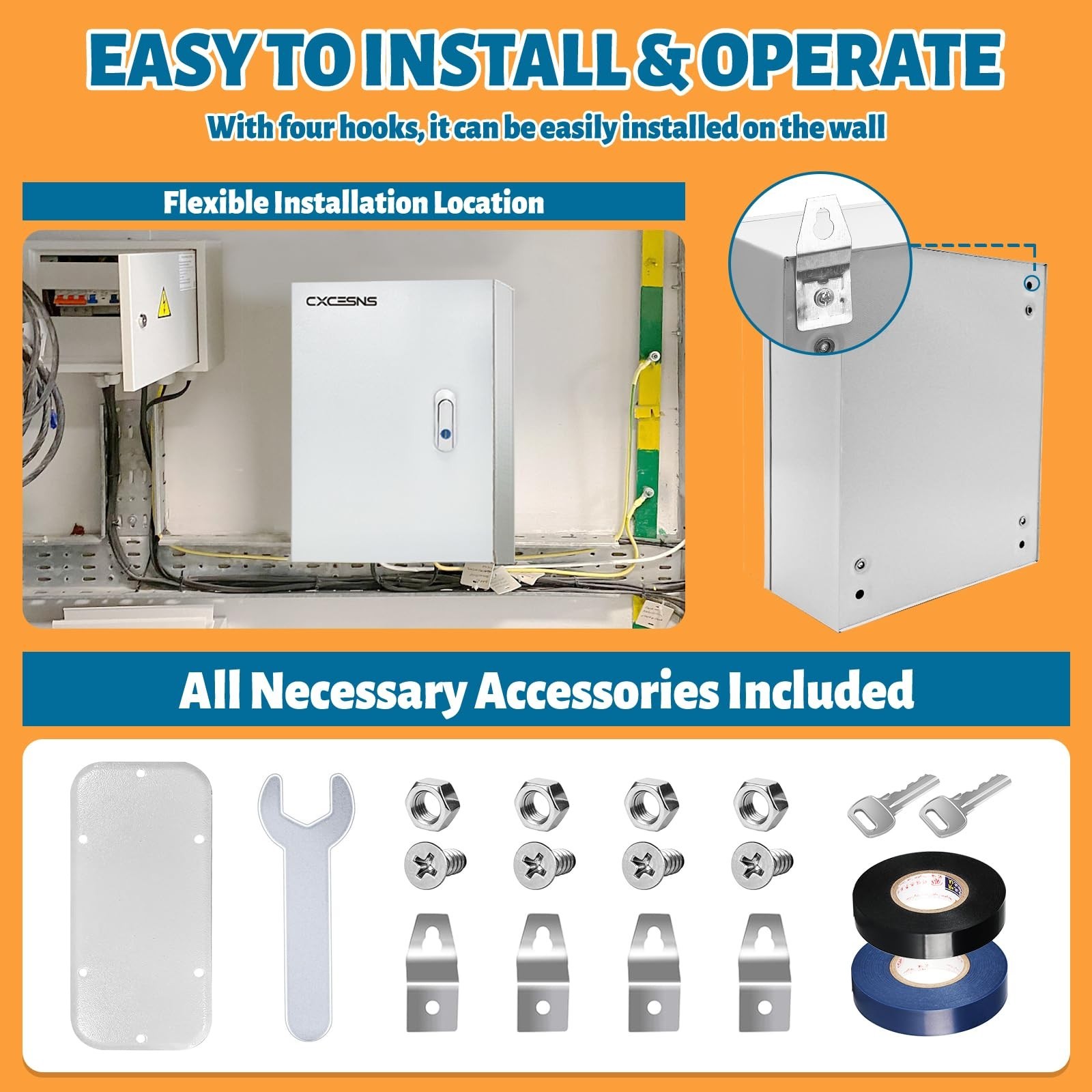 Outdoor Electrical Box 24 x 16 x 10”D NEMA 4X Enclosure Steel Box, Waterproo…