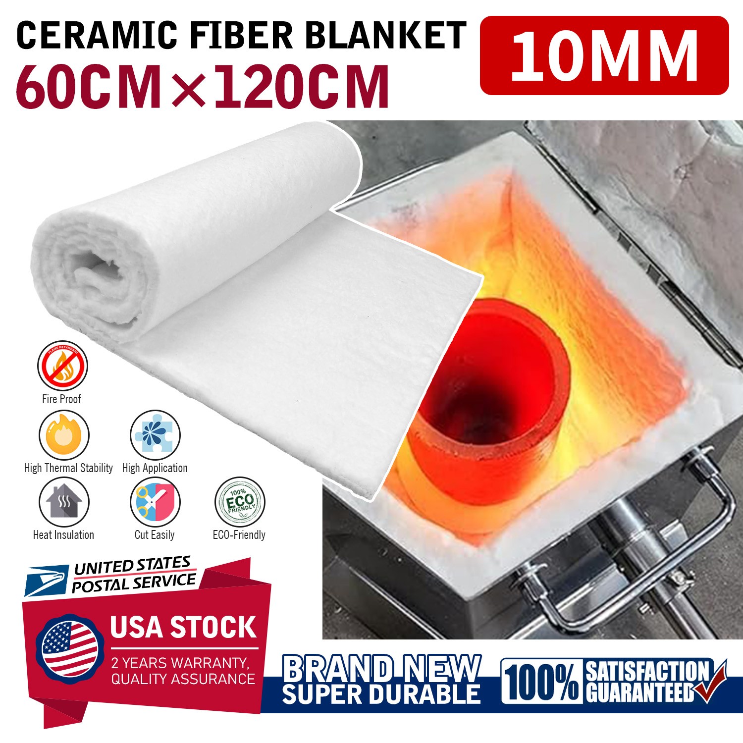 60cm×120cm Ceramic Fiber Fireproof Insulation Blanket For Multiple Uses New