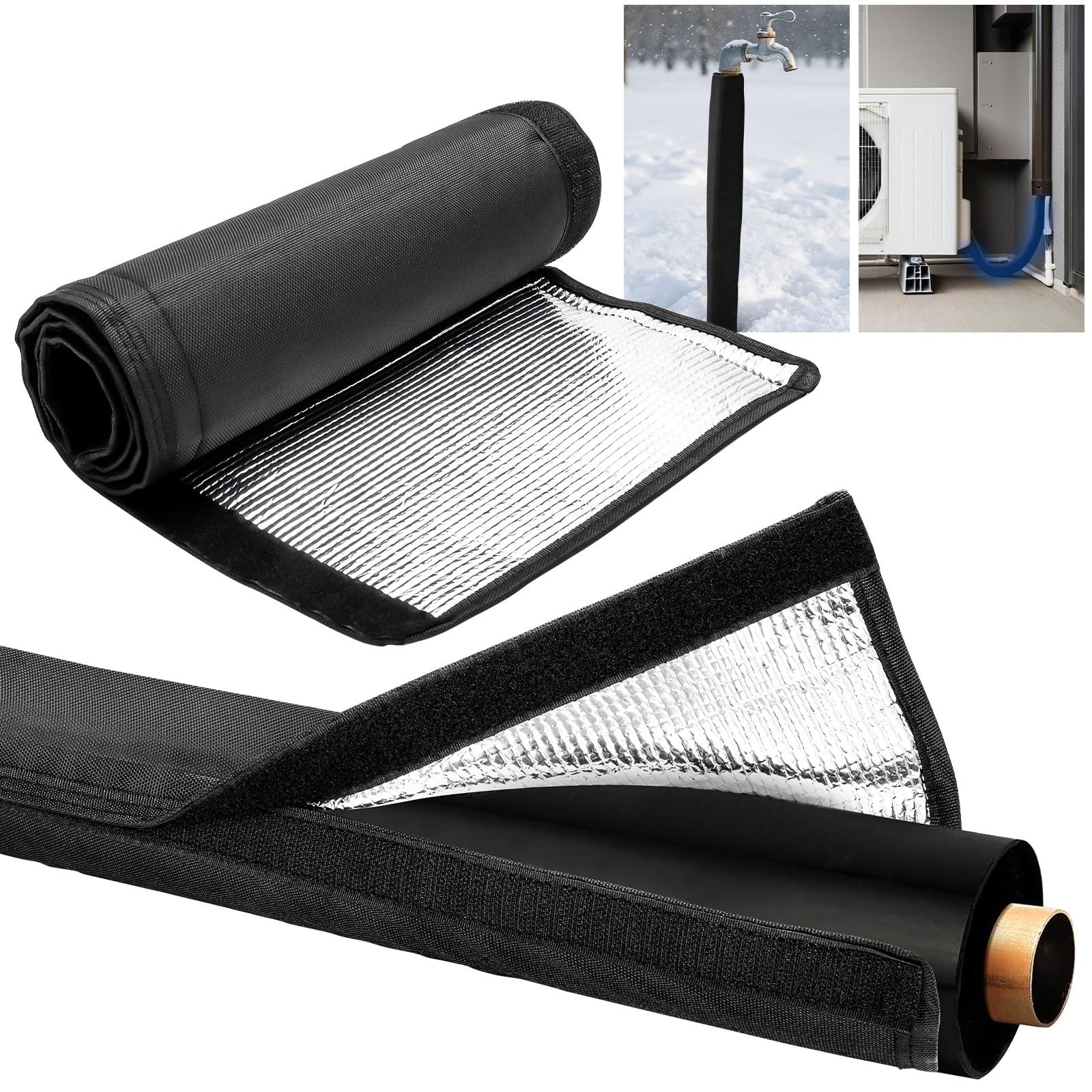 Mini Split HVAC Insulation Wrap 600D Oxford, Reflective Foil Line Set Cover, 78.