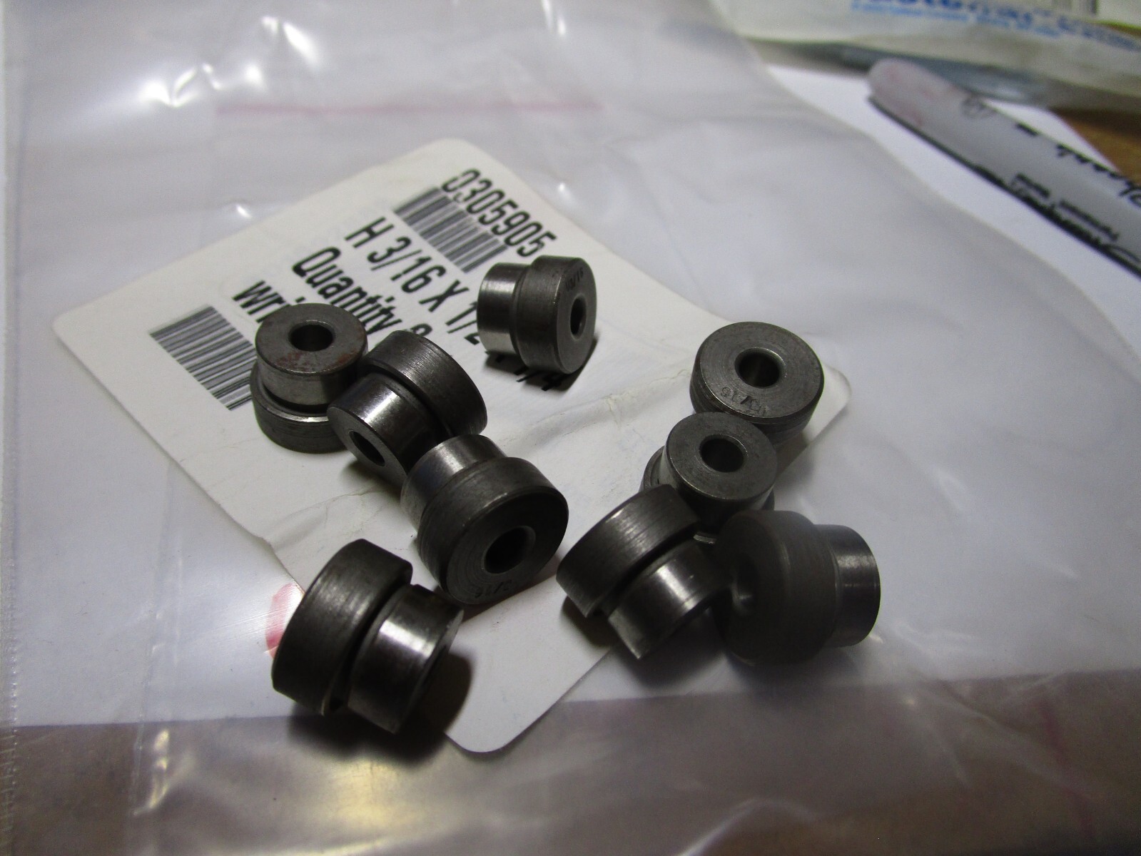 Type H 3/16″ID x 1/2″OD x 1/4″L Steel Head Press Fit Bushing QTY 9