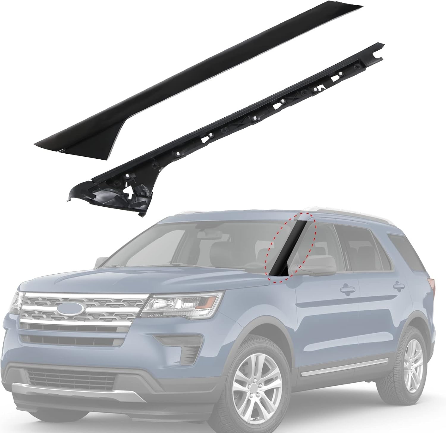 A-Pillar Front Molding Windshield Trim Left Outer & Inner Replacement for