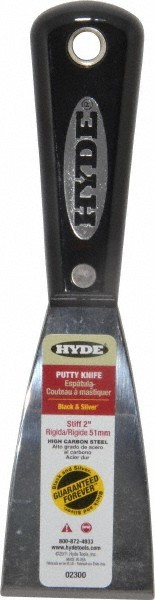 Hyde Tools 02300 2″ Stiff Black & Silver Putty Knife