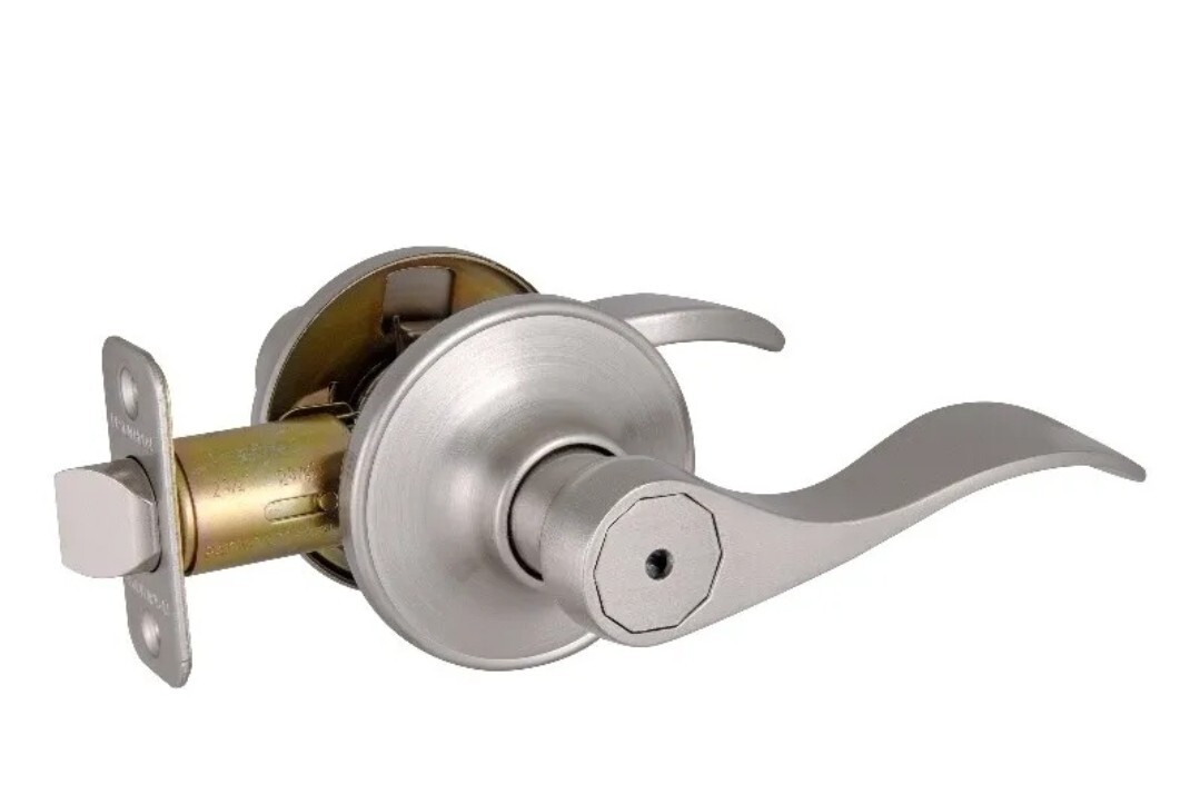 Design House Springdale 2-Way Brass Privacy Door Lever in Satin Nickel/Silver