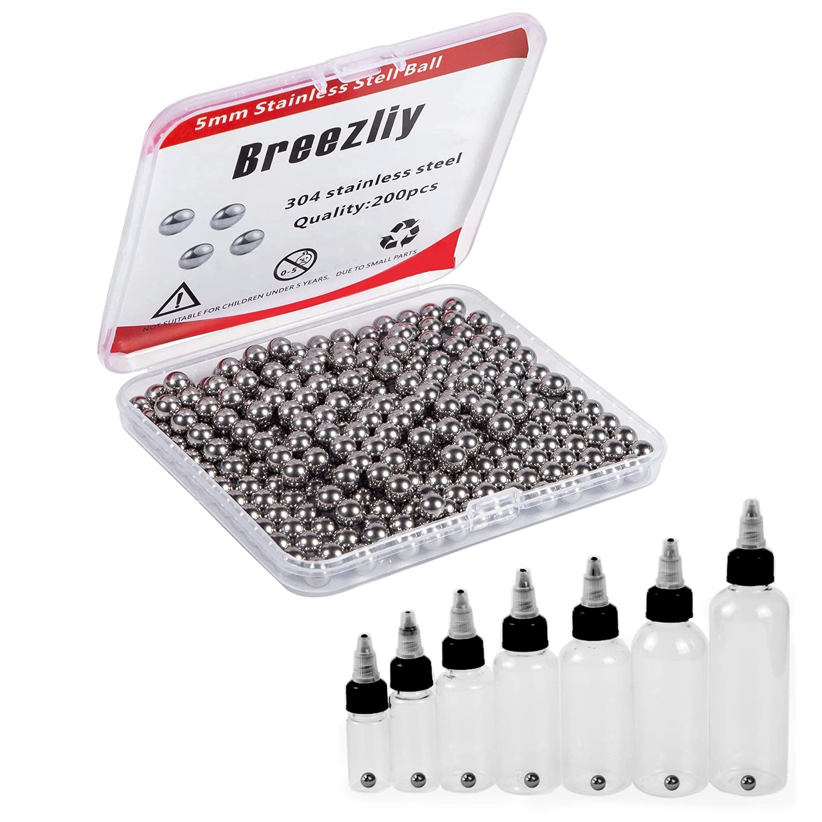 200 Pcs 5.5mm Stainless Steel Paint Mixing Balls Agitator Ball Set for Hobby