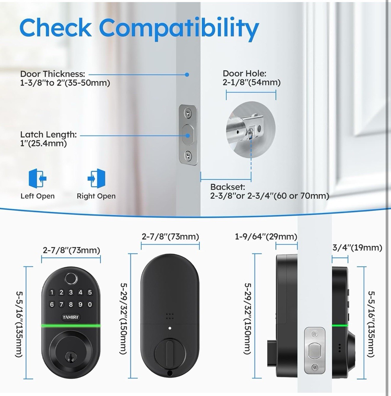 Yamiry Keypad Smart Door Knob Lock, Keyless Entry Lock for Matte Black
