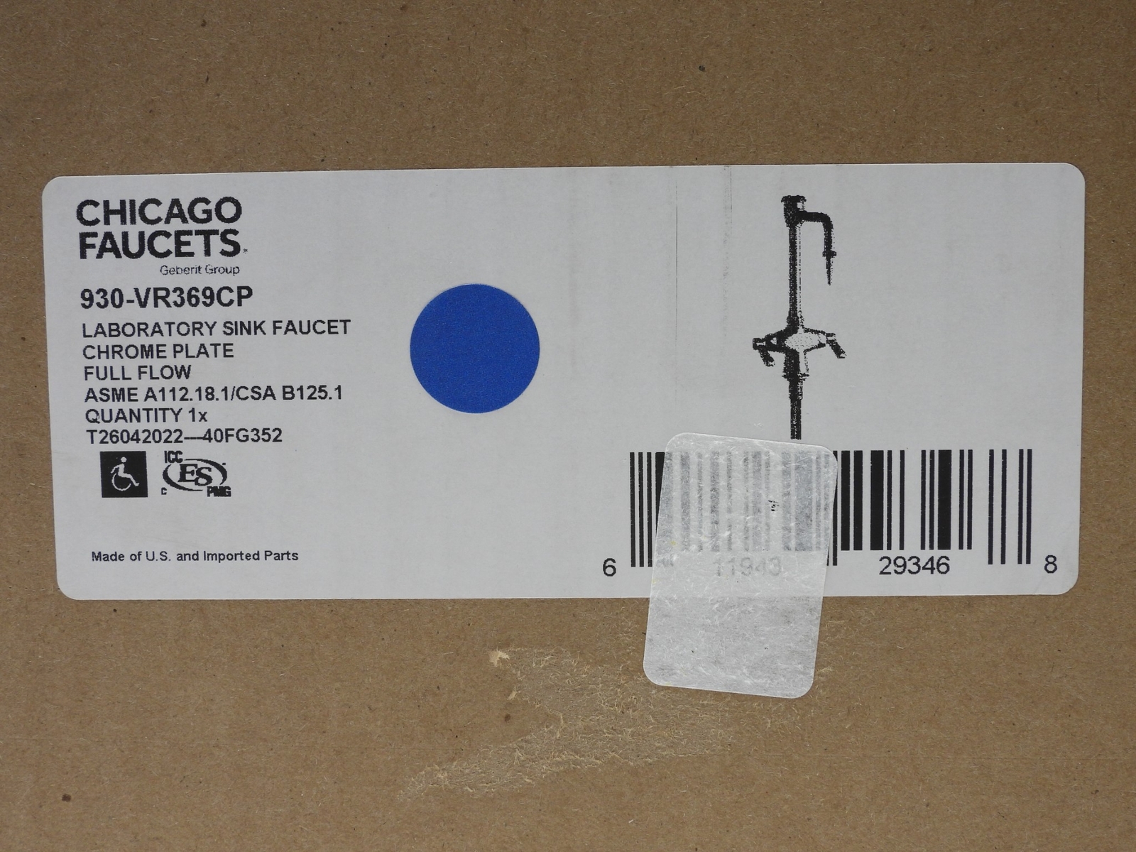 Chicago Faucets Single Hole Deck Mounted Laboratory Sink Faucet Chrome, Full Flo