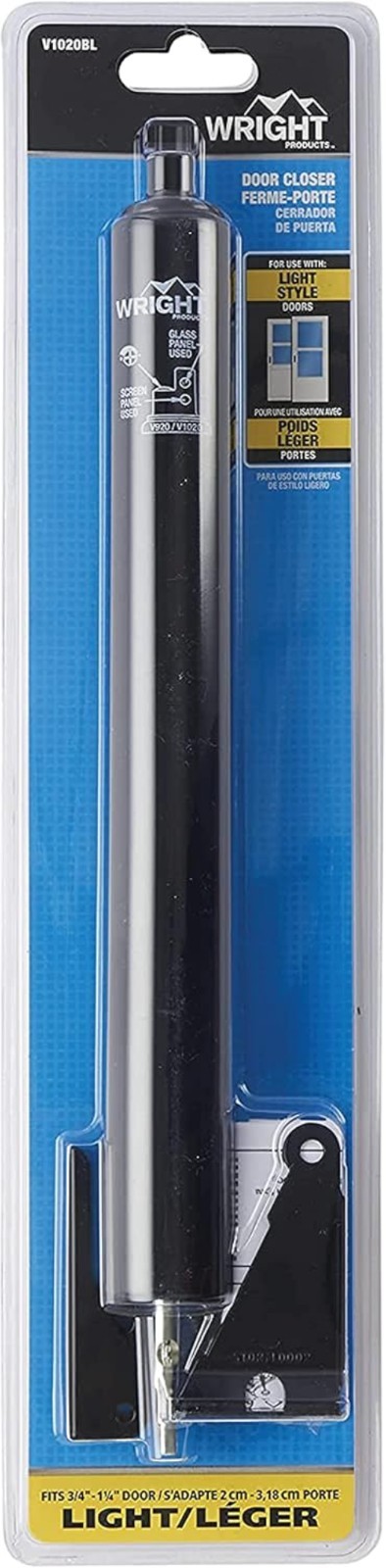 Standard-Duty Pneumatic Door Closer in Black, Perfect for Screen & Storm Doors