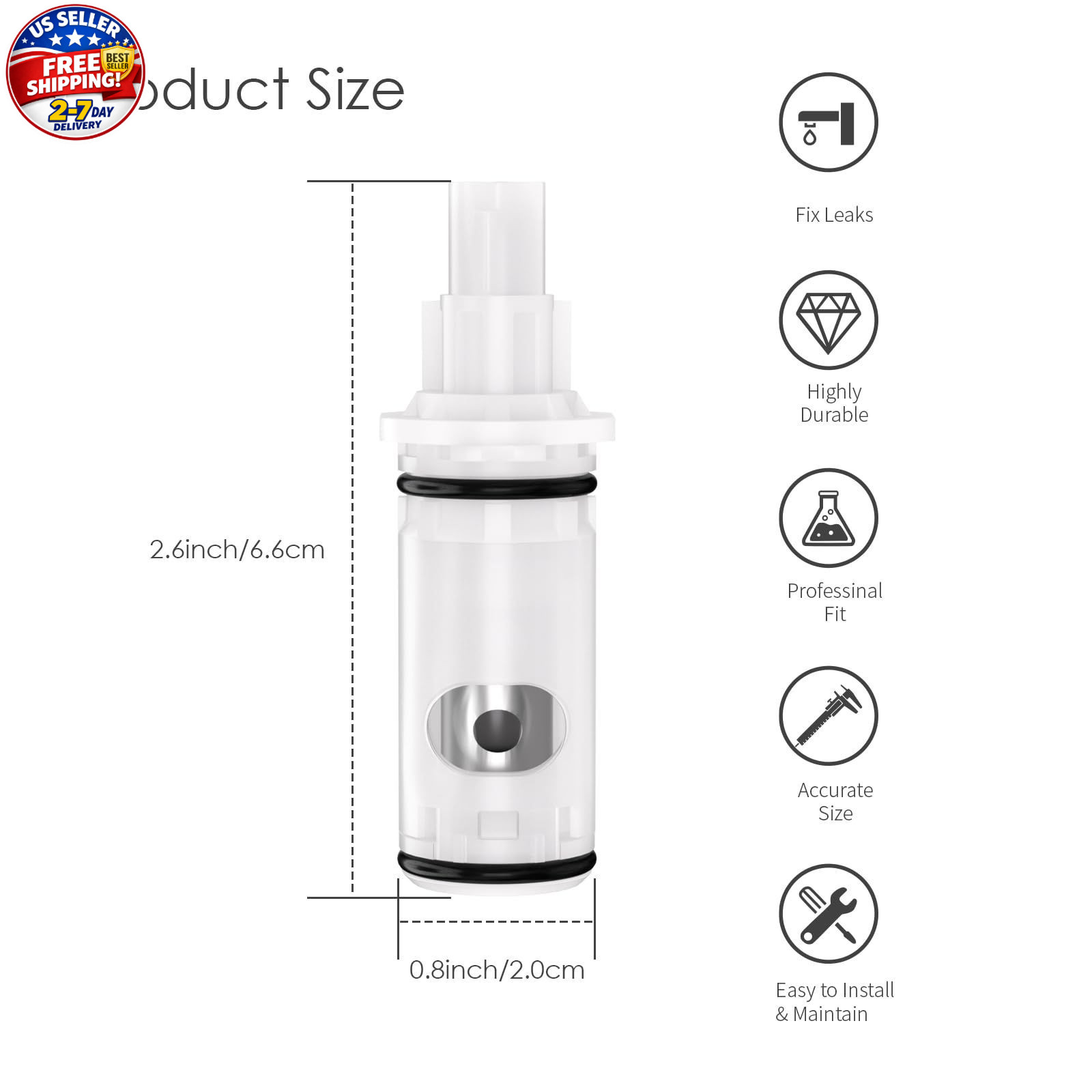 1224 Faucet Cartridge Replacement Compatible with Moen Two Handle Faucets Replac