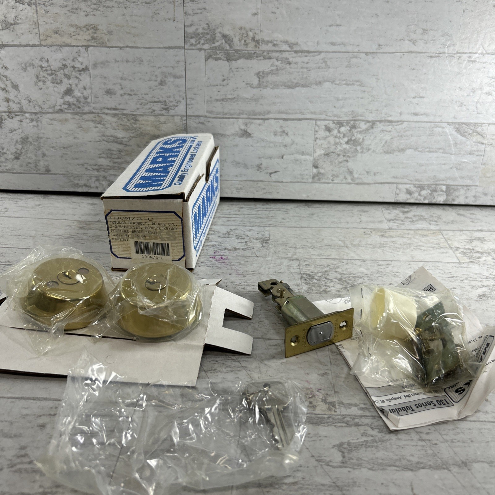 LOCKSMITH, NEW Marks GRADE 1 Double Cyl Deadbolt 130M/3-C Bright Brass 2 3/8″BS