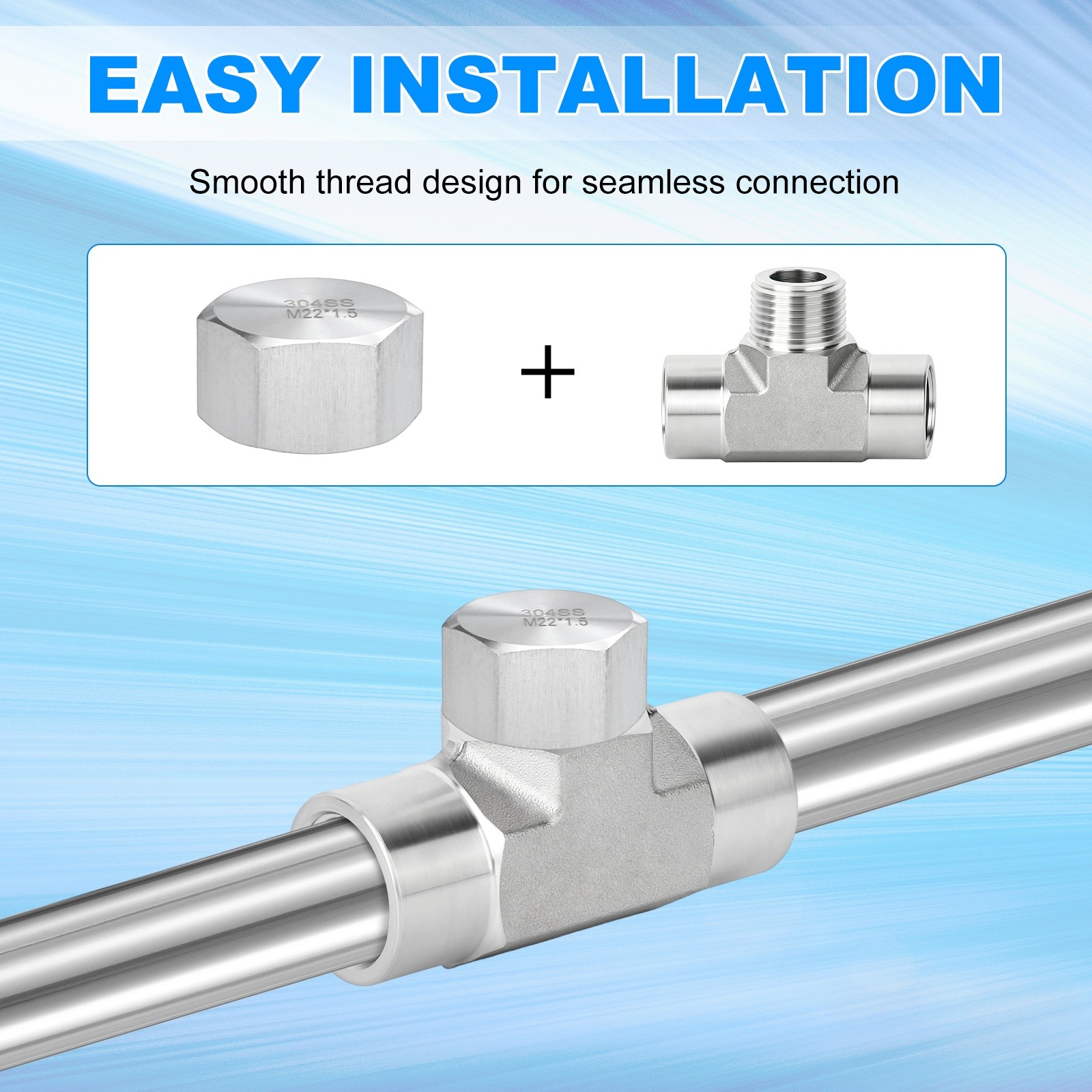 2-Pack Hex End Cap, M22*1.5 m Female Thread Pipe Fitting