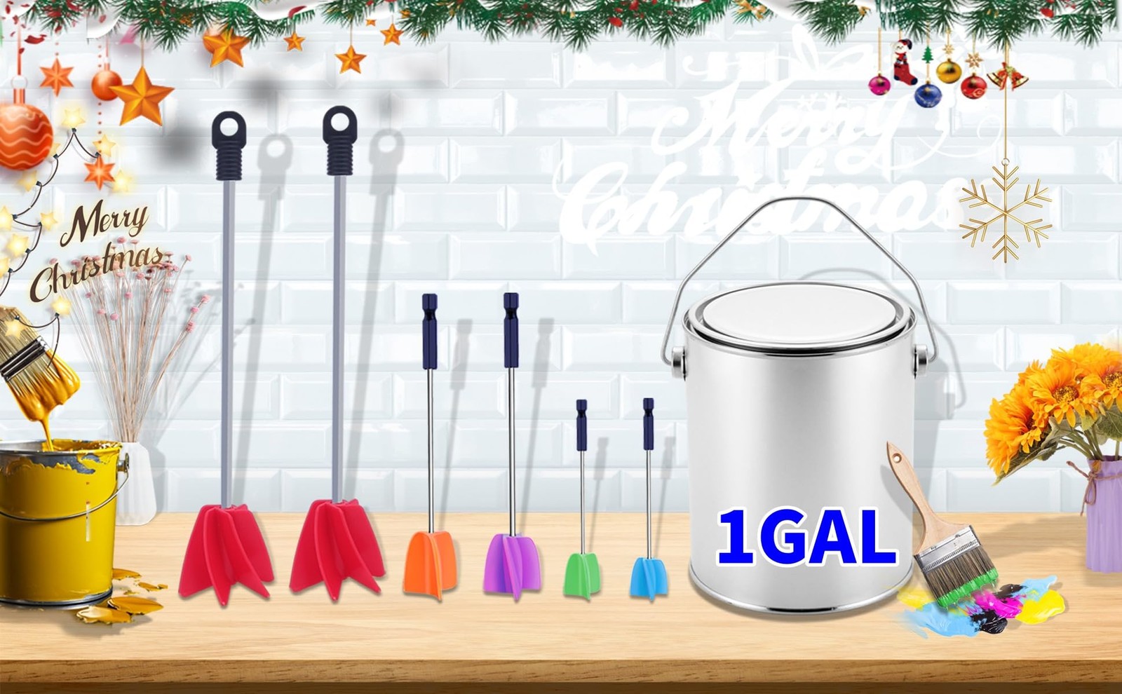 6 Pack 11.8 Inch 3 Sizes Paint Mixer 1 Gallon Paint Mixer for Drill Resin