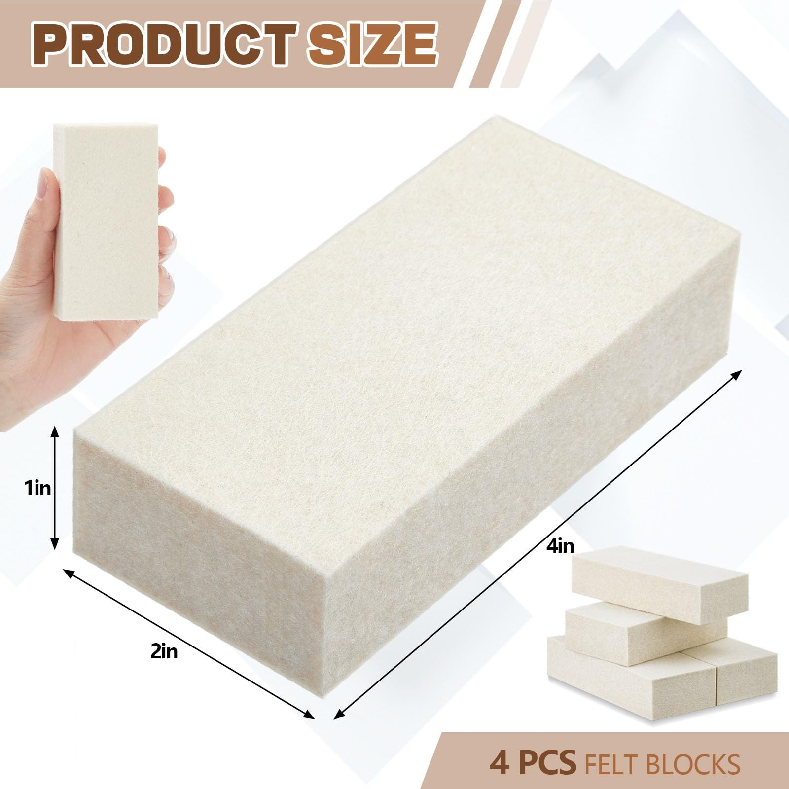 4 Pcs Thickened Felt Blocks Wool Soft Squeegee Automotive Vinyl white