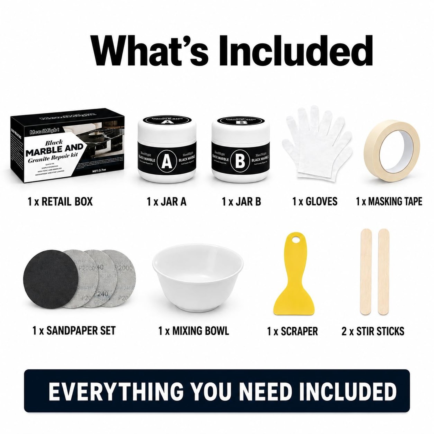 Black Quartz Countertop Repair Kit, Professional Tile, Marble and Granite Rep…
