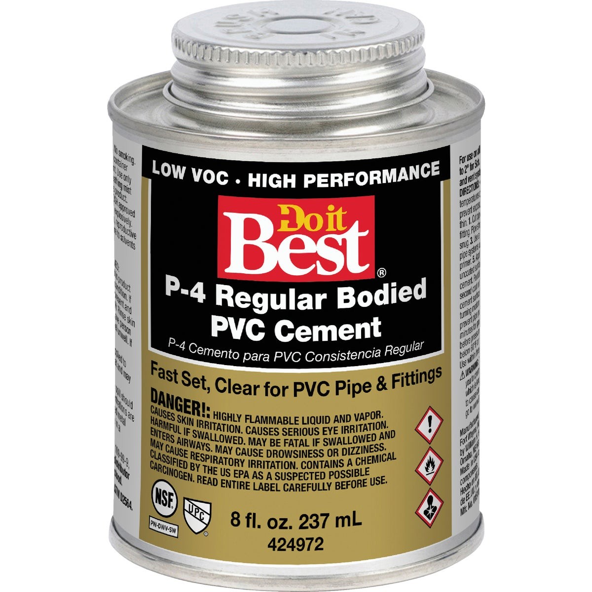 Do it Best 8 Oz. Regular Bodied Clear PVC Cement 18117-24 SIM Supply, Inc.
