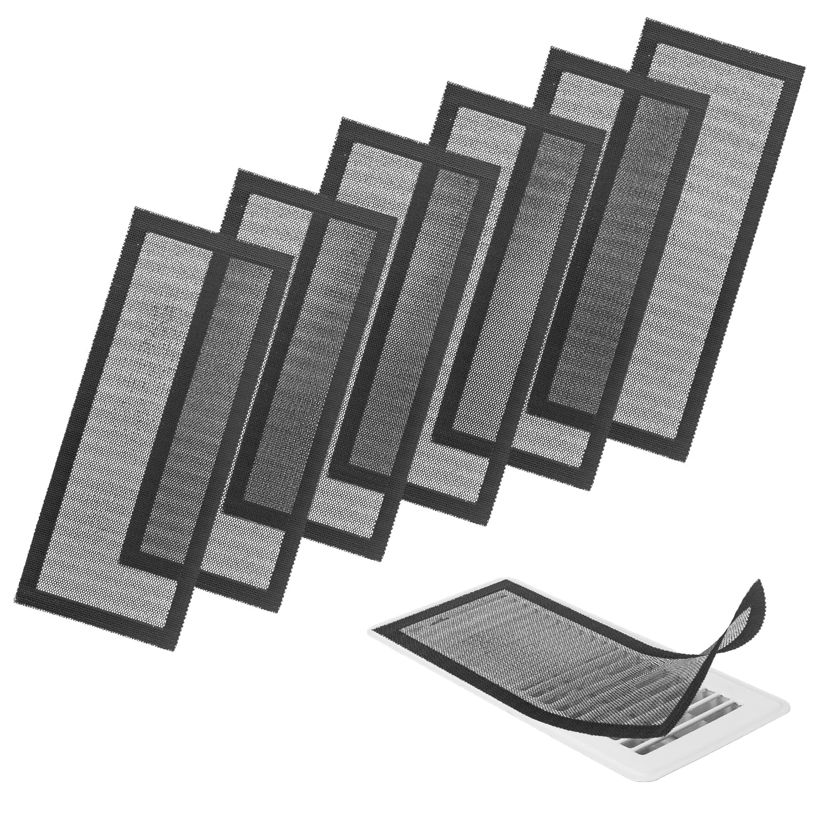 6 Pack Floor Vent Covers 4″x10″ Magnetic – Air Filters Mesh Screen Black