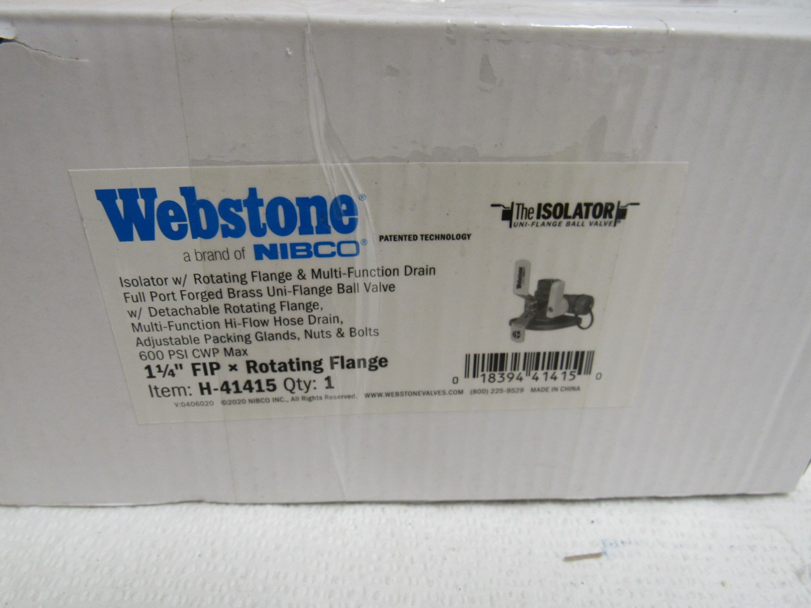 Webstone Nibco Isolator W/ Rotating Flange & Muli-Function Drain 1-1/4 H-41415