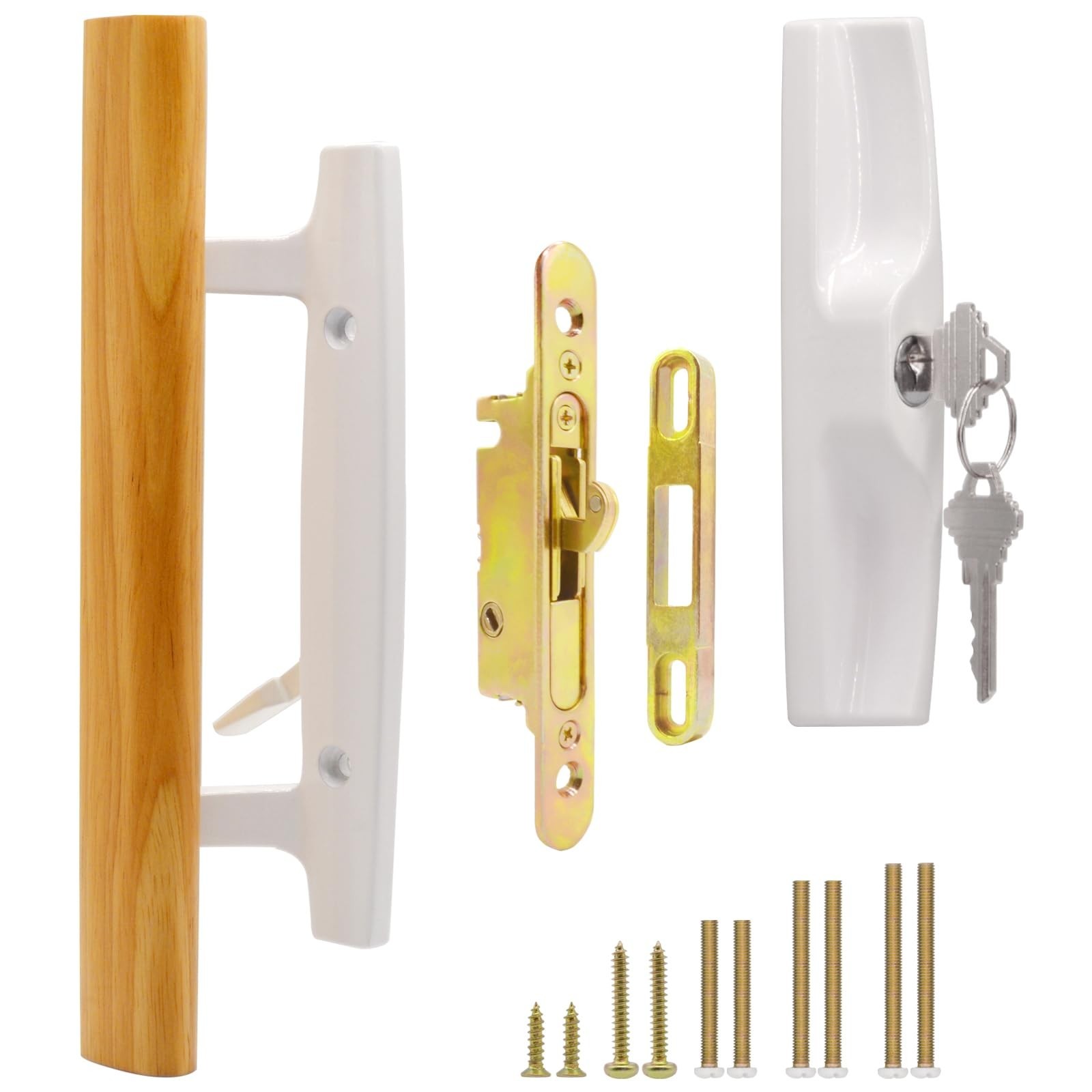 Sliding Glass Patio Door Handle Set with Key Cylinder and Mortise Lock 45°