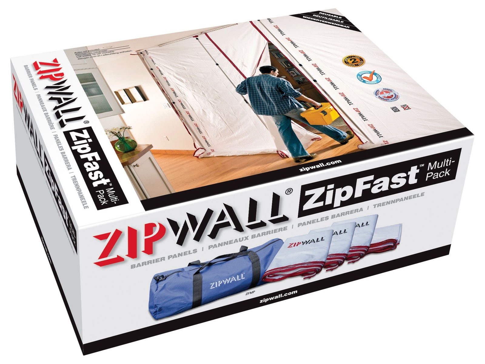 ZipWall ZFMP ZipFast Reusable Barrier Panels for Dust Barriers Multi-Pack