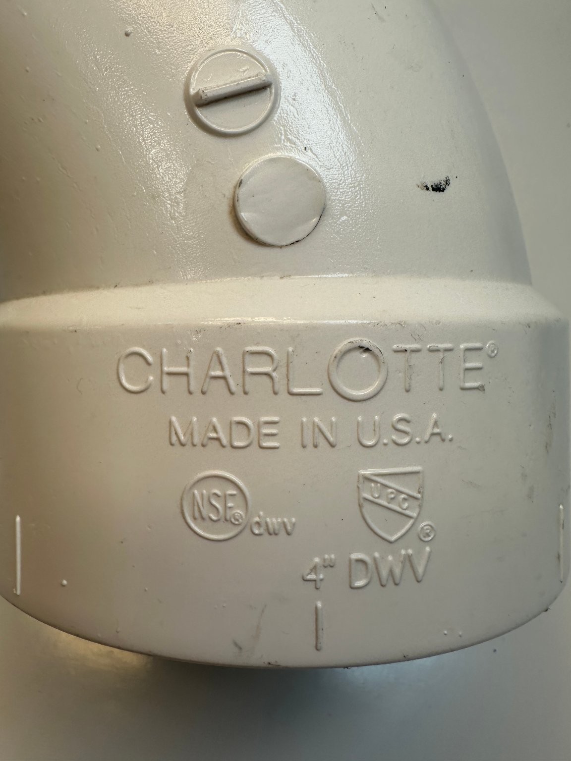 Charlotte #302 4″ DWV 90-Degree Male x Female PVC Pipe Elbow USA