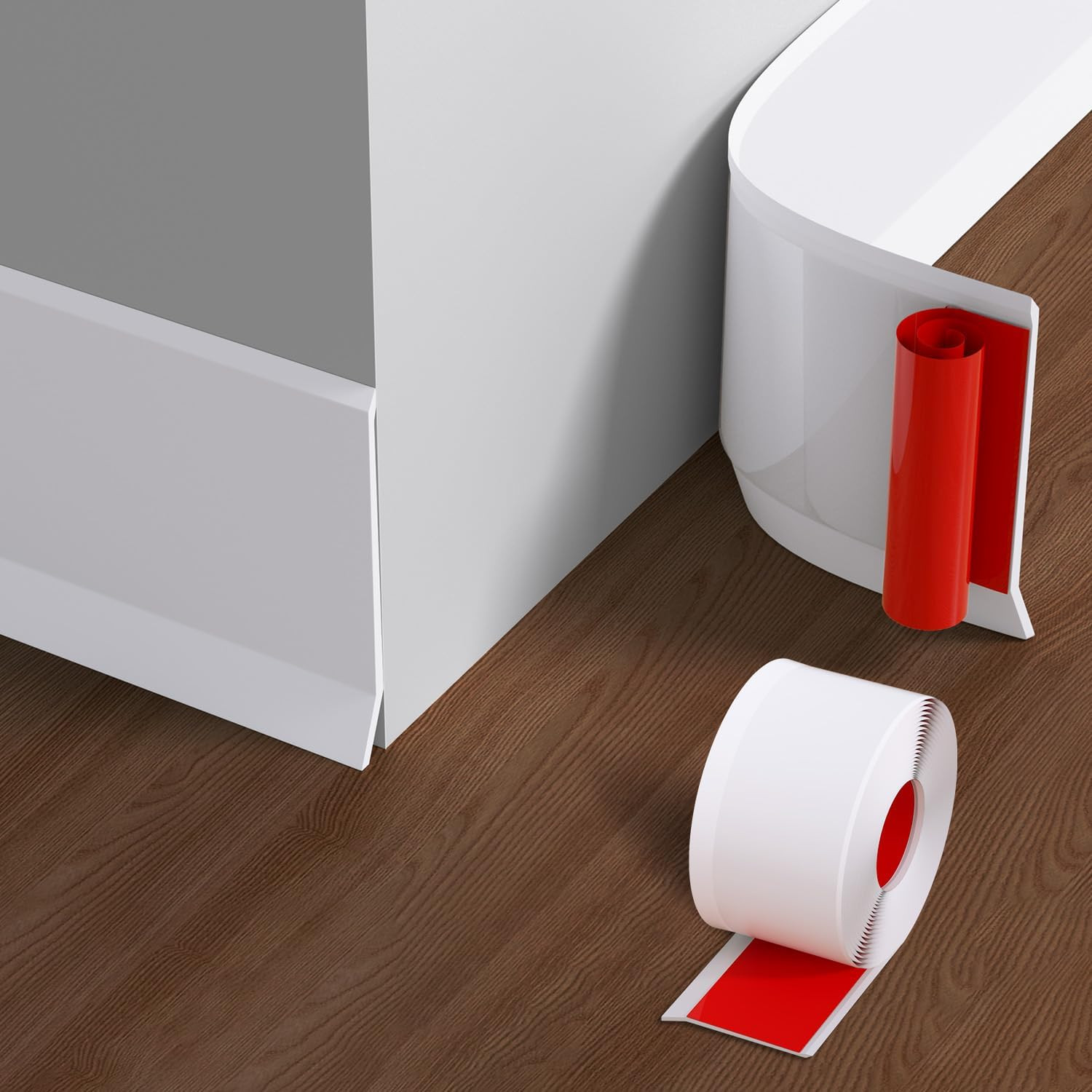 Flexible Baseboard Molding Trim, 4 Inch X 20 Feet Vinyl Wall Base with 10% Wider