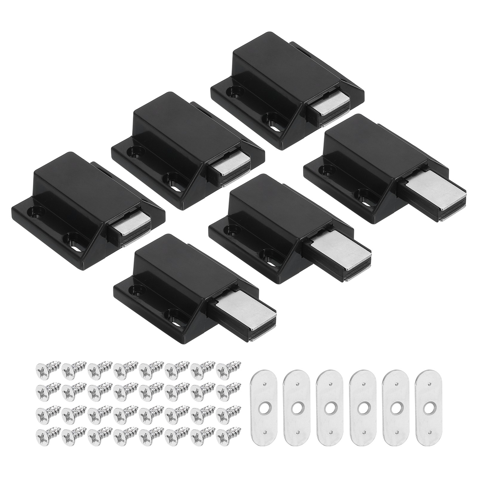 6 Pcs Magnetic Push Latches for Cabinet, 1.5×1.26 Inch Push to Open Latch Black