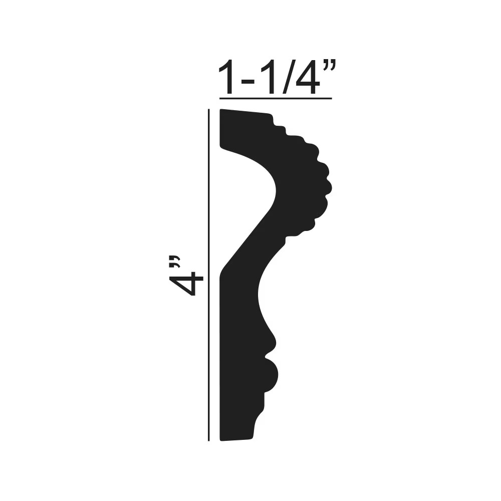 4in H x 1-1/4in Proj, Primed White Polymer Panel Moulding, 94-1/2in Long Pro