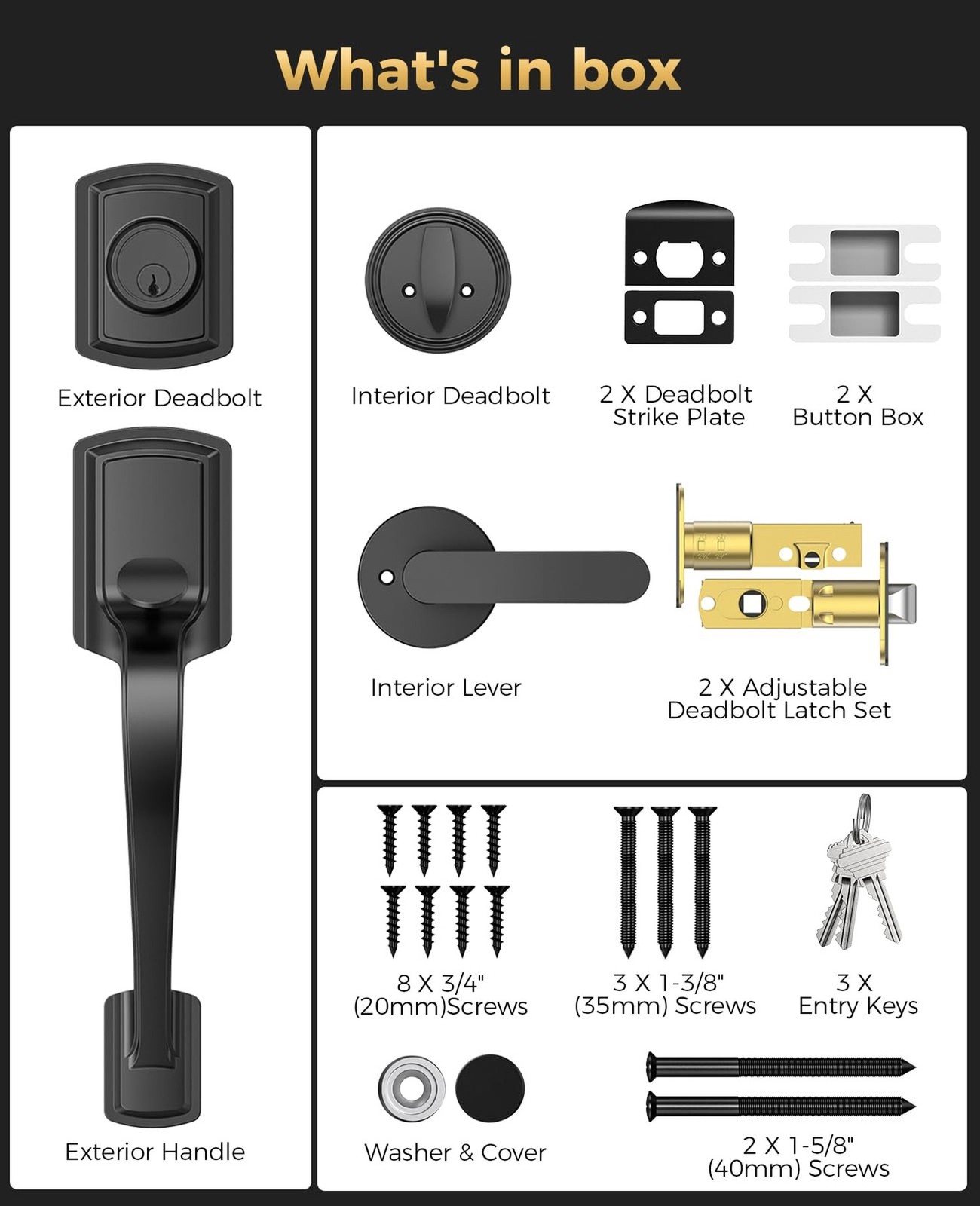 Front Door Handle and Deadbolt Set for Right & Left Handed, Front Door Lock S…